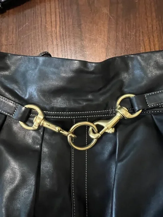 Coach Hamptons Pleated Leather Shoulder Bag Purse Gold Hardware Y2K Hobo - Picture 5 of 11